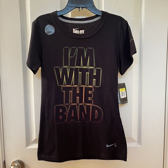 Nike Dri-Fit I'M With The Band Black Graphic Tee T-Shirt Slim Fit Women's Size S - Picture 1 of 12